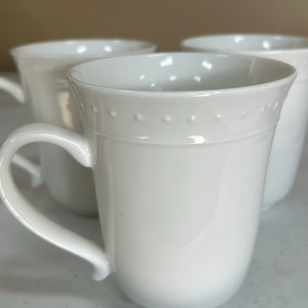 Pier 1 white Elexa Mugs / Cup Set of three